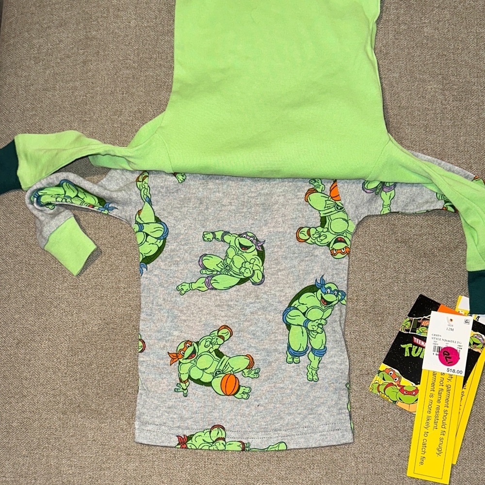 Teenage Mutant Ninja Turtles Green Long Sleeve Tee 2pack - Picture 2 of 5
